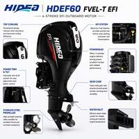 Moteur hors-bord HIDEA HDEF60 FVEL-T EFI 60HP 4 temps, moteur marin EFI, démarrage électrique, télécommande, arbre long pour bateau