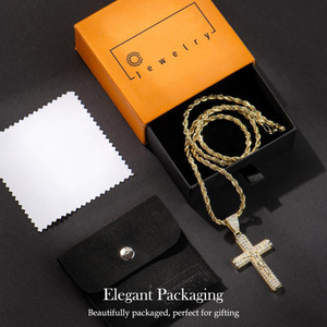 14 Karat echte vergoldete Kreuz kette für Männer Anlauf freie Ketten mit Jesus Kruzifix Anhänger 24 Christlicher religiöser Schmuck Geschenk - Product Image 4