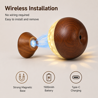 Lampu Dinding Estetik Efek Cahaya Floral untuk Kamar Tidur, Koridor, Ruang Tamu, Kayu Beech, Sensor Gerak, Dapat Dilepas, Magnetik