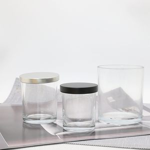 4oz 6oz 8oz 12 oz glass candle jars clear square round wax packaging jar with lid