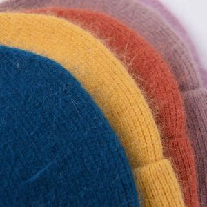 Bonnet en tricot unisexe chaud en fourrure de lapin couleur unie pour l'automne et l'hiver, logo personnalisé disponible - Product Image 4