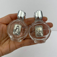 63x44mm 15ml Saints religieux Jésus Vierge Marie Bouteille en verre d'eau bénite avec bouchon de chapelet