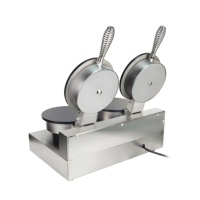 Machine à gaufres et cornets de crème glacée multifonctionnelle, électrique, industrielle, commerciale, 220V, en acier inoxydable, antiadhésive, portable, pour usage domestique