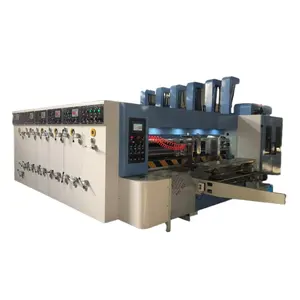 Boîte en carton ondulé à alimentation automatique de bord avant imprimant la machine de découpe et de rainurage rotative