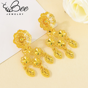 ชุดเครื่องประดับเจ้าสาวอินเดียใต้แบบดั้งเดิม ชุบทอง 24K สีทองบราซิล สร้อยคอ ต่างหู สำหรับงานแต่งงานเจ้าสาว - Product Image 2
