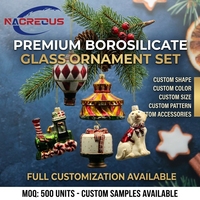 Boule de Noël en verre soufflé à la main, motif train, fournisseur de marque privée, ODM, chiot, gâteau, ballon, carrousel, cadeau à suspendre, en borosilicate, vente en gros