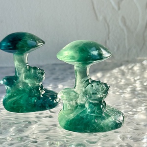 Nuovo arrivo creativo di cristallo verde Fluorite fungo ciao gattino intagli di alta qualità inciso a mano decorazioni naturali - Product Image 1