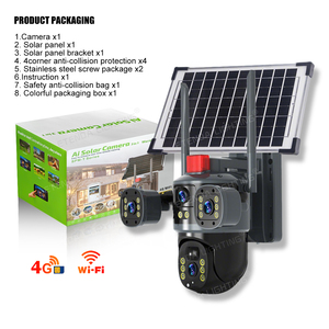 Eseecloud 4Lens 3Views Outdoor Security Network Camera 360 PTZ IP <strong>CCTV</strong> <strong>Wireless</strong> WIFI 4G Solar Camera - Product Image 6