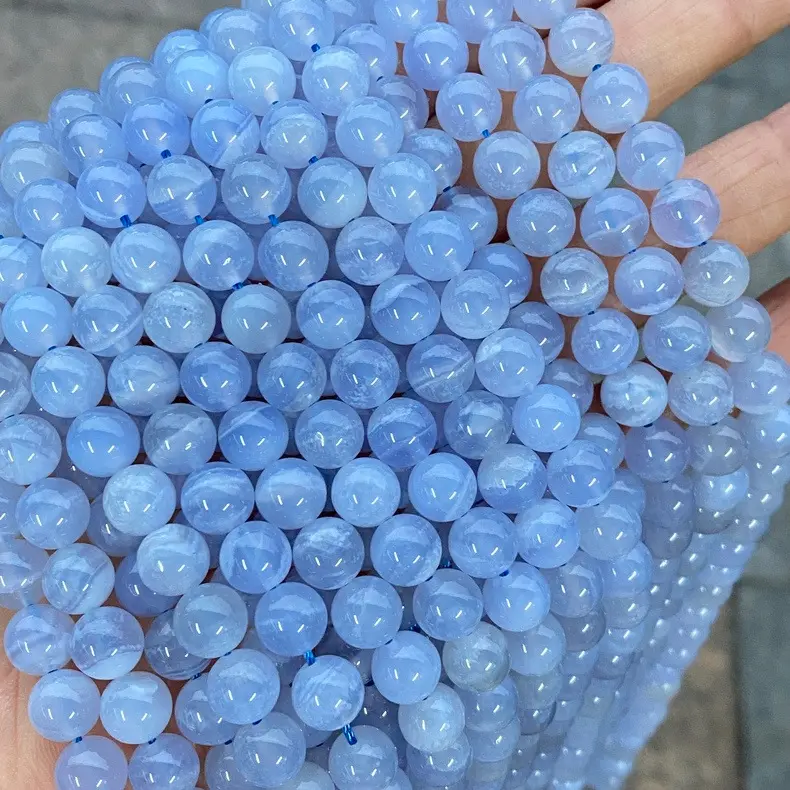 Natural Blue Lace Agate Round Loose Beads Crystal Healing Gemstone Amethyst Prehnite Tsavorite Strawberry Loose Stone Beads