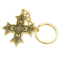 Croix personnalisable en alliage de zinc, motif filigrane vintage, plaqué or brillant, émail noir souple, cadeau pour événement religieux, légère et tendance