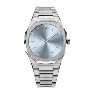 Orologio di Lusso Ultra-Sottile da 40mm in Acciaio Inossidabile <span class=keywords><strong>Argento</strong></span>, Quadrante in Cristallo Zaffiro, Resistente all'Acqua 5BAR, Chiusura a Farfalla, Movimento al Quarzo - Product Image 1