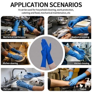 <span class=keywords><strong>Gants</strong></span> en nitrile <span class=keywords><strong>jetables</strong></span> bleu foncé à manchette longue <span class=keywords><strong>de</strong></span> 12 pouces, <span class=keywords><strong>de</strong></span> qualité alimentaire, pour le nettoyage des <span class=keywords><strong>toilettes</strong></span>, la vaisselle et l'usage domestique - Product Image 2