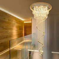 Lustre suspendu moderne en cristal de verre LED à longue tige, éclairage contemporain pour escalier