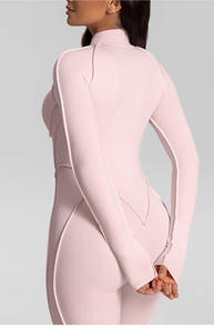 Combinaison de sport une pièce à demi-zip avec logo personnalisé, combinaison <span class=keywords><strong>sexy</strong></span> à col montant pour femme, idéale pour le <span class=keywords><strong>yoga</strong></span> et l'entraînement en salle de sport - Product Image 6