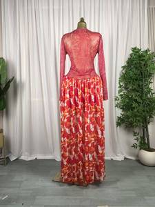 Abito lungo da donna stampato a maniche lunghe - Corpetto in rete trasparente e gonna fluida, abito da sera formale, abiti africani da donna Sehe Fashion - Product Image 6