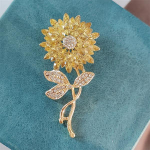 Haut de gamme pardessus écharpe bouton broche bijoux cristal épis de blé arc broches broche jaune strass blé broches femmes - Product Image 3