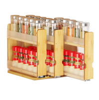 Organisateur de rangement coulissant en bambou pour armoire, support à épices robuste pour cuisine et garde-manger, organisation verticale coulissante