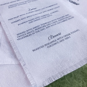 Menu en lin imprimé sur mesure pour hôtel, bar, lin français naturel et biologique, bord festonné, invitations de mariage en lin et coton 100% - Product Image 2