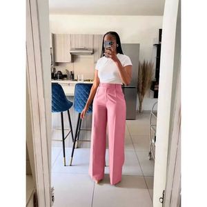 Vendita calda pantaloni Casual a vita alta da donna a gamba larga dritta <span class=keywords><strong>primavera</strong></span>, <span class=keywords><strong>autunno</strong></span> e <span class=keywords><strong>inverno</strong></span> - Product Image 4