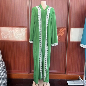 Nuovo Abito Femminile 2024 alla Moda, Stile Etnico Mediorientale, Tinta Unita con Cerniera, Ricamo, Scollo a V, Ampio, Africano, Musulmano, Manica Lunga - Product Image 2