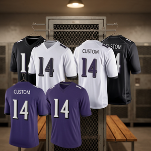 Camiseta de Fútbol Americano Personalizada para Hombre, Cuello en V, Manga Corta, Absorbente de Humedad, 100% Poliéster, Estilo con Números de Equipo Impresos - Product Image 2