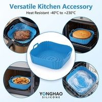 Revêtement carré en silicone pour friteuse à air, antiadhésif, réutilisable, panier pour friteuse à air, certifié FDA, 22,5 cm, compatible lave-vaisselle, plaque de cuisson pour four