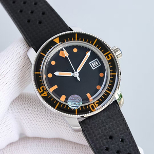Reloj de Hombre Profesional, Mecánico Automático, Edición Limitada, Diseño Esqueletizado Vintage, Caja de Acero Plateado, Índices Naranjas - Product Image 1
