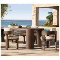Solution de design sur mesure pour l'extérieur, ensemble de salle à manger pour villa, table de patio moderne en aluminium avec chaise