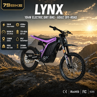 Nouveau modèle 2026 LYNX Moto électrique tout-terrain rapide 72V 40Ah 10KW Moteur puissant Enduro tout-terrain pour adultes 85KMH Haute vitesse Batterie au lithium