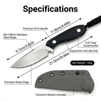 Couteau de survie, de camping, de chasse et de randonnée, lame fixe, manche G10, qualité DIY, acier 8Cr13Mov