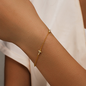 CANNER Gold Simple S925 <b>Sterling</b> <b>Silver</b> Cross Fashion Zircon <b>Bracelets</b> for Women - Product Image 4