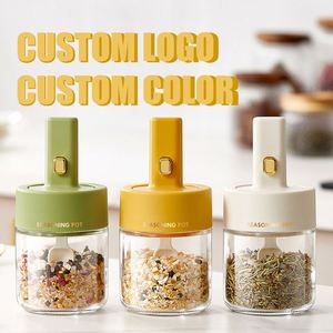 BBQ 2 in 1 Retractable Spoon Salt Glass Jars <b>Kitchen</b> <b>Gadgets</b> <b>Tools</b> Bottle Air Tight Condiments Seasoning Spice Jar With Spoon - Product Image 2