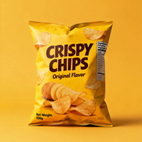Sachet d'emballage plastique personnalisé à scellage arrière pour snacks, pop-corn, chips de pommes de terre, emballage alimentaire croustillant recyclable