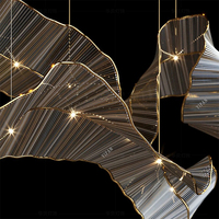 Grand luminaire suspendu en verre vert personnalisé, projet de plafond, hall d'hôtel, lustre en ruban de verre de luxe, économie d'énergie, dimmable