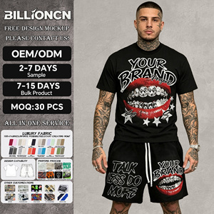 Ensemble de T-shirts Vintage Oversize Hip-hop Streetwear en Coton Délavé Effet Vieilli Manches Courtes pour Hommes - Product Image 1