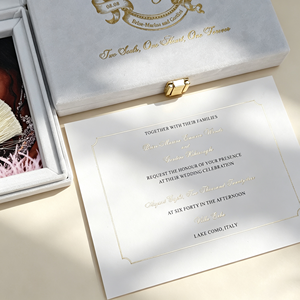 Invitations de mariage personnalisées en velours, boîte de luxe avec sceau doré et <span class=keywords><strong>dessin</strong></span> de l'endroit du mariage, boîte d'invitation de mariage avec insert pour cadre photo - Product Image 6