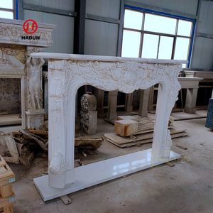 Manteau en <span class=keywords><strong>pierre</strong></span> <span class=keywords><strong>de</strong></span> marbre blanc, sculpture <span class=keywords><strong>de</strong></span> fleurs en céramique, design moderne - Product Image 4