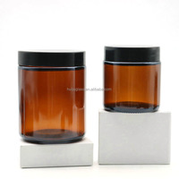 Récipient de bougie en verre de cire de soja vide 8oz 250ml 12oz pot de bougie en verre ambré à large bouche avec couvercle en métal doré à vis