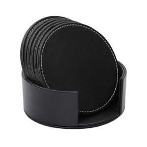 Sous-verres ronds en cuir double face minimalistes, isolants thermiques, fabriqués en Chine, lot de 6 en stock - Product Image 4