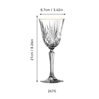 Service de verrerie en cristal BLAIS à bord doré, 201-300 ml, coupe diamant vintage, pour verres à vin élégants pour hôtels et réceptions de mariage