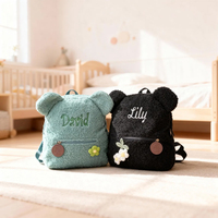Sac à dos en peluche douce pour enfants, ours en peluche personnalisé avec broderie de nom, sac d'école pour tout-petits, vente en gros