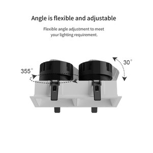 Spot LED encastré réglable double tête anti-éblouissement à intensité variable COB, downlight carré pour hôtels, centres commerciaux et magasins - Product Image 3