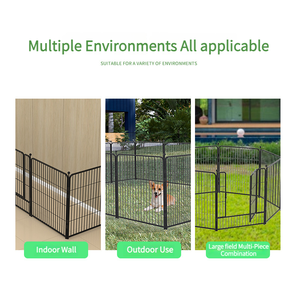 Оптовая продажа, маленький средний большой забор для домашних животных, выдвижной металлический забор для собак, клетка, квадратная трубка, металлическая кнопка, прочный садовый забор - Product Image 5