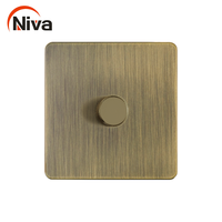 Meilleures ventes : Variateur de lumière et contrôleur de vitesse de ventilateur, norme britannique, pour maison et hôtel, panneau en acier inoxydable, interrupteur mural personnalisé NV2 Niva