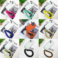 Tali ponsel desain pola kotak-kotak bergaya, tali lanyard gantungan ponsel pesona anti hilang rantai Tautan akrilik untuk ponsel