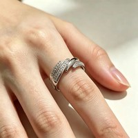 Bague en zircon plaqué platine, micro-pavée, bijoux minimalistes