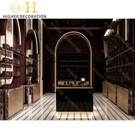 Design d'intérieur moderne pour les boutiques de parfums, armoire de présentation de parfums de luxe personnalisée de couleur rouge vin pour la présentation de parfums