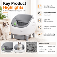 CE FCC RoHS OEM ODM pour chats, bac à litière intelligent autonettoyant de 76L avec commande par application et protection de sécurité du moteur contre les surintensités