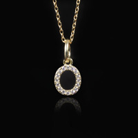 Meilleure vente NOVA Collier unisexe en argent sterling S925 avec pendentif cercle style punk serti de moissanite et chaîne câble, 26 lettres