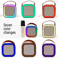 Mini haut-parleur karaoké portable avec microphone sans fil et lumières colorées pour enfants et adultes, métal actif RGB